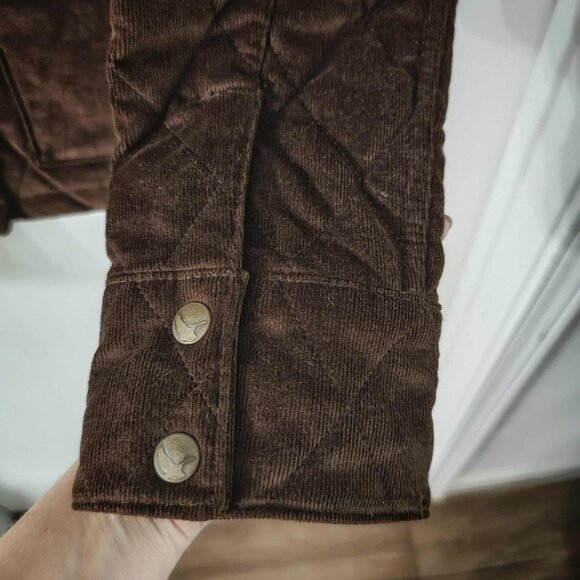 Eddie Bauer Women's Brown Quilted Corduroy Full Zip Chic Bohemian Jacket Size S - Picture 3 of 7